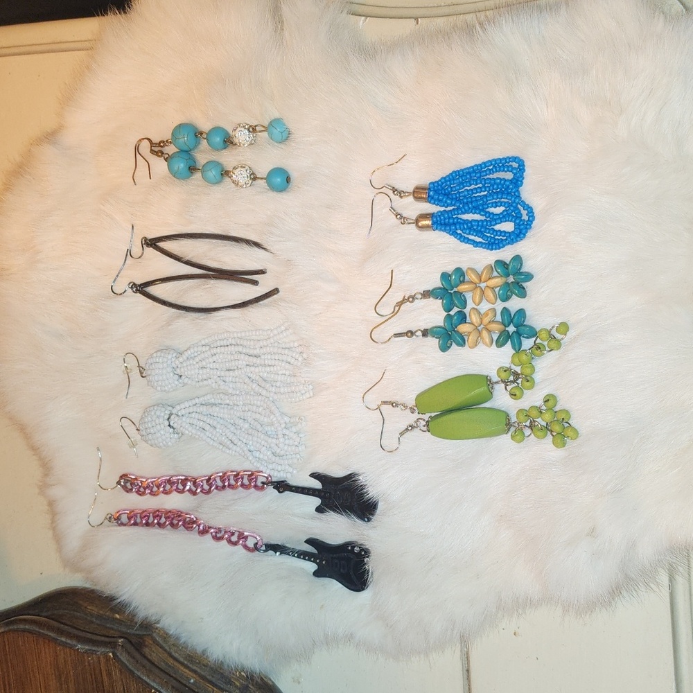 Lot Of Seven Dangling Earrings